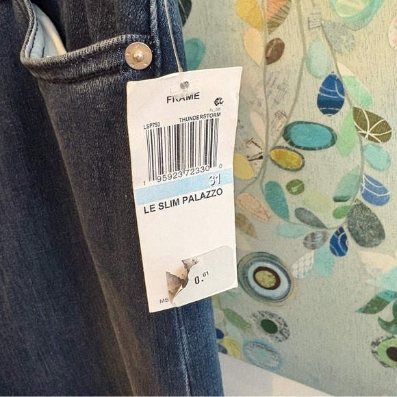 New Frame Women's Le Slim Palazzo Jeans Thunderstorm Sz 31 wide leg high rise - Picture 4 of 12